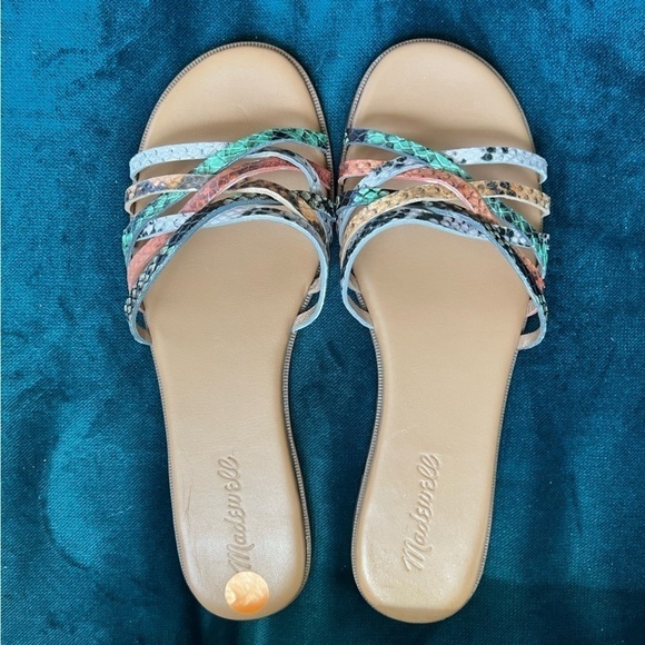 MADEWELL TRACIE MULTI COLOR LEATHER STRAPPY SLIDE SANDALS SIZE 7 EUC - Picture 2 of 8